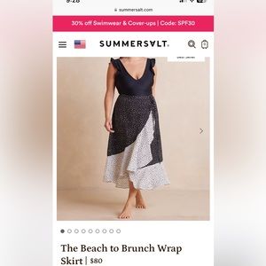 Summersalt Beach to Brunch Skirt, NWOT, XS, On the Dot